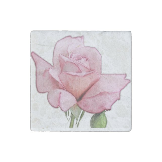 Pink rose marble magnet (Front)