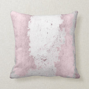 Pink Rose Mauve Gray Silver Grungy Abstract Throw Pillow