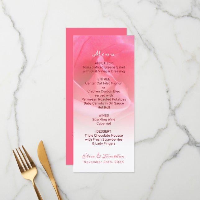 Pink Rose Menu (Front/Back In Situ)