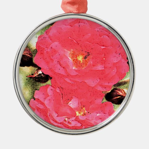 Pink Rose Metal Ornament