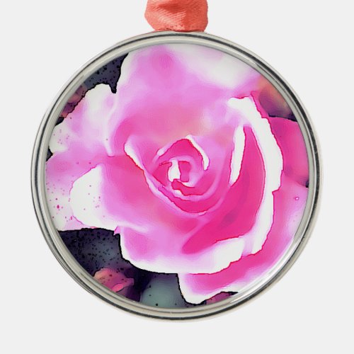 Pink Rose Metal Ornament