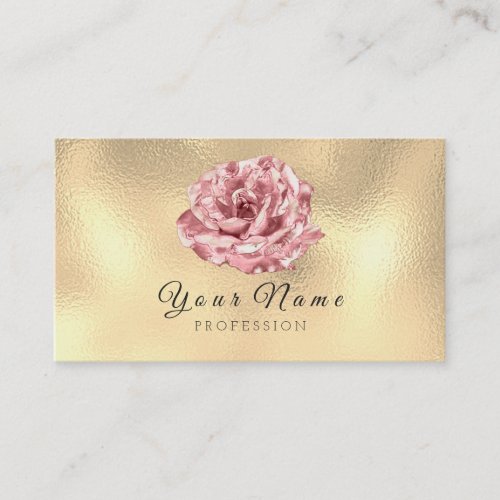 Pink Rose Metallic Lux Champagne Gold Glass Business Card
