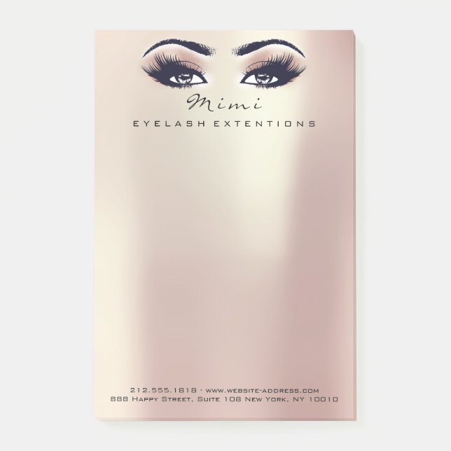 Pink Rose Metallic Peach Name Web Telephone Number Post-it Notes (Front)