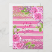 Pink Rose Mexican Charra Quinceanera Invitation (Back)