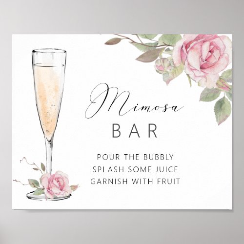 Pink Rose Mimosa Bar Shower Sign