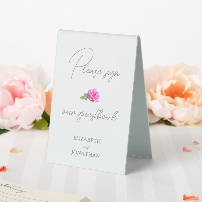 Pink Rose Minimalist Wedding Table Tent (In SItu (Wedding))