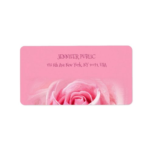 Pink Rose Modern Design Elegant Template Address Label