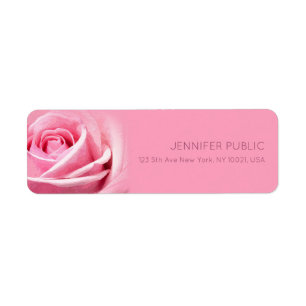 Pink Rose Modern Elegant Plain Return Address Label