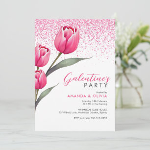 Pink Rose Modern Galentine's Day Party invitation