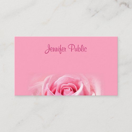 Pink Rose Modern Hand Script Text Elegant Simple Business Card