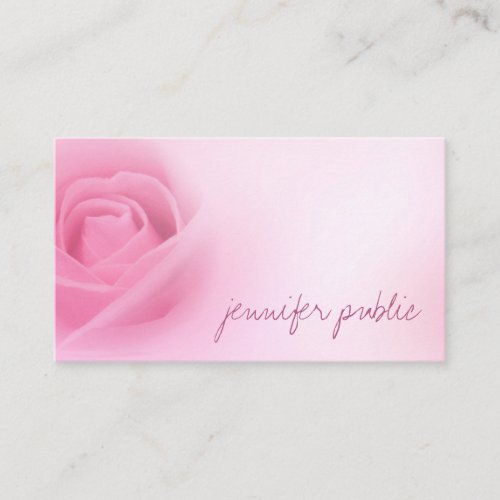Pink Rose Modern Template Elegant Handwritten Name Business Card