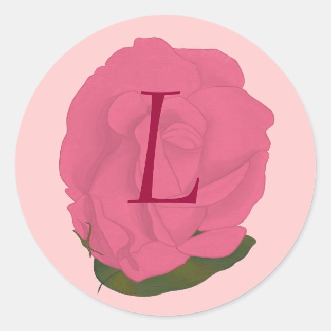 Pink Rose, Monogram Wedding Seals (Front)