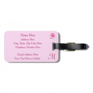 Pink Rose Monogrammed Luggage Tags for Women Luggage Tag
