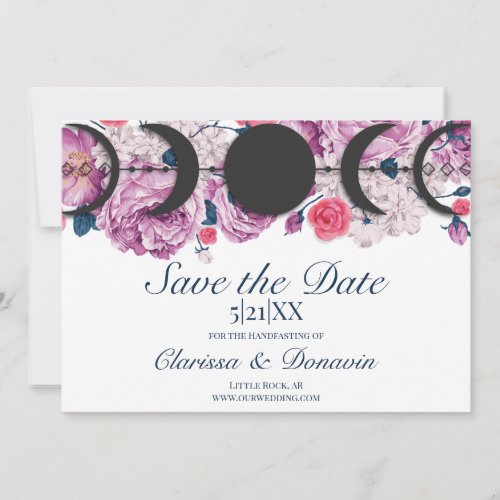 Pink Rose Moon Phase Wiccan Handfasting Save The Date