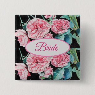 Pink Rose Mother Of the Bride Badge Roses Button