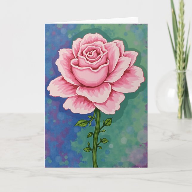 Pink Rose Mothers Day Art Card (Front)