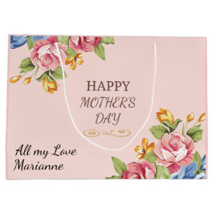 Pink Rose Mother's Day Blessing Large Gift Bag