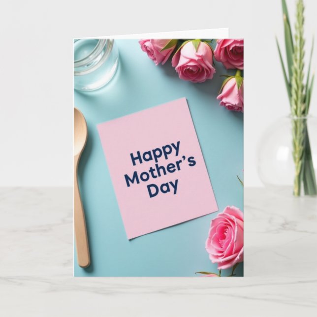 Pink Rose Mothers Day Card (Front)