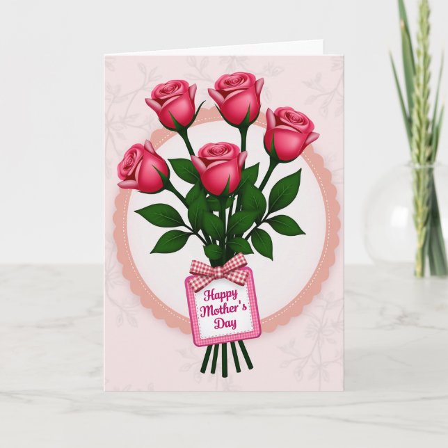 Pink Rose Mothers Day Floral Card (Front)