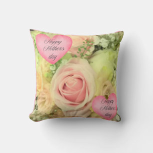 Pink Rose Mothers day heart Throw Pillow