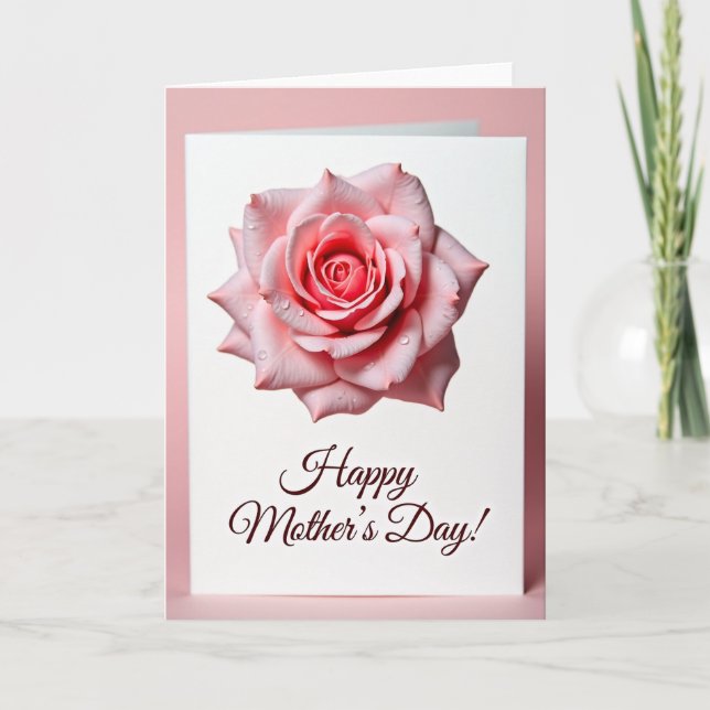 Pink Rose Mothers Day Message Card (Front)