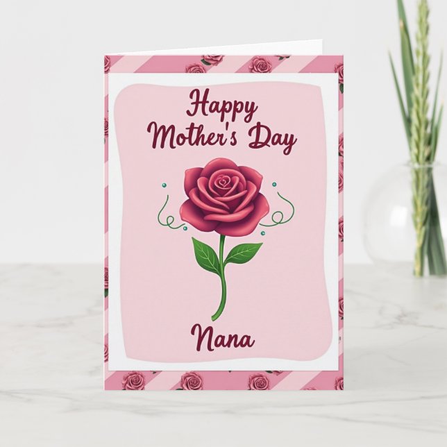 Pink Rose Mothers Day Nana Card (Front)