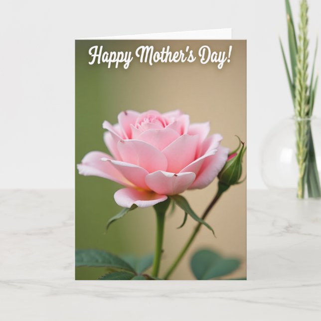 Pink Rose Mothers Day Portrait Card (Front)