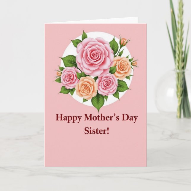 Pink Rose Mothers Day Sister Card (Front)