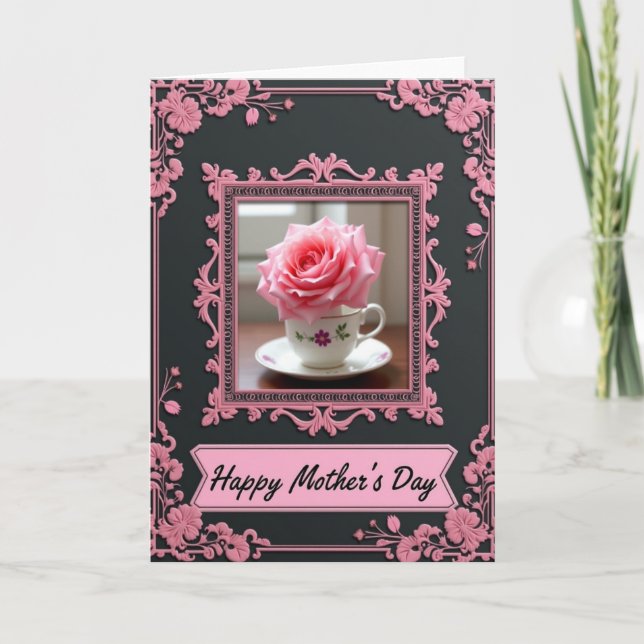 Pink Rose Mothers Day Wish Card (Front)
