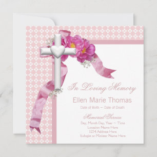 Pink Rose Mourning Cards