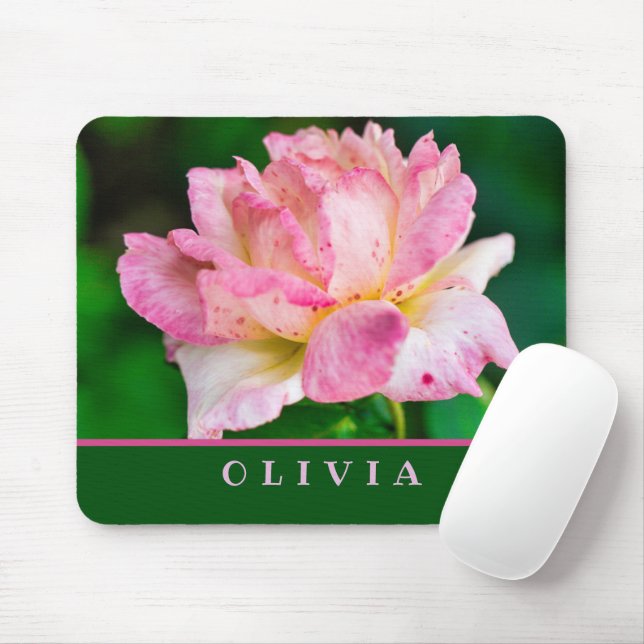 Pink Rose Mouse Pad (With Mouse)