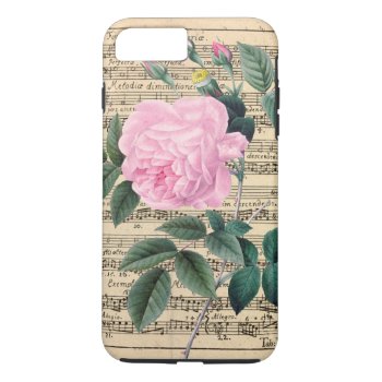 Pink Rose Music Collage Iphone 8 Plus/7 Plus Case by EveyArtStore at Zazzle