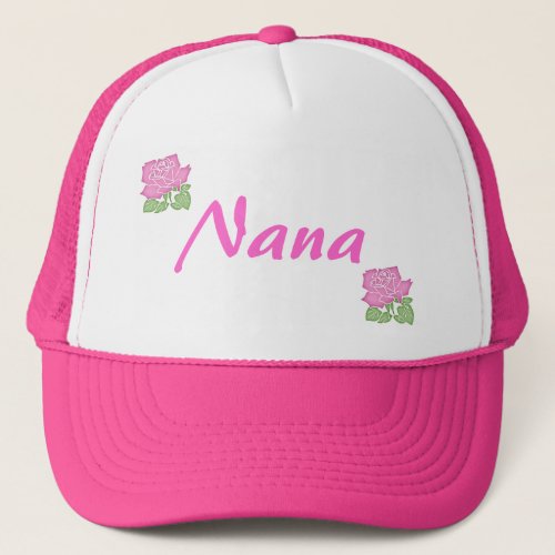 Pink Rose Nana Hat_Customizable Trucker Hat