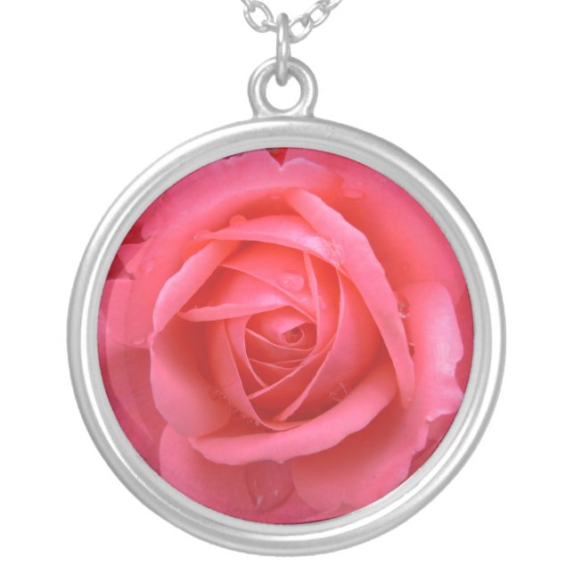 Pink Rose Necklace Red Rose Gifts Keepsake (Front)