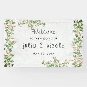Pink Rose Old Wall Vintage Style Journal Wedding Banner