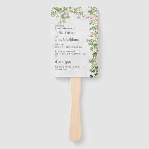 Pink Rose Old Wall Vintage Style Journal Wedding Hand Fan