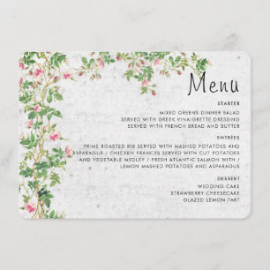 Pink Rose Old Wall Vintage Style Journal Wedding Menu