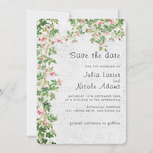 Pink Rose Old Wall Vintage Style Journal Wedding Save The Date