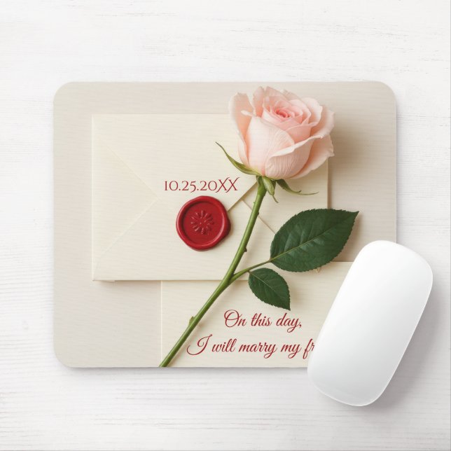 Pink Rose On Ivory Wedding Stationery Mouse Pad (With Mouse)