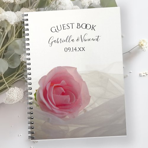 Pink Rose on White Wedding Notebook