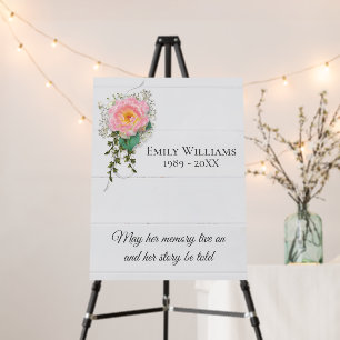 Pink Rose On White Wood Memorial   Foam Board