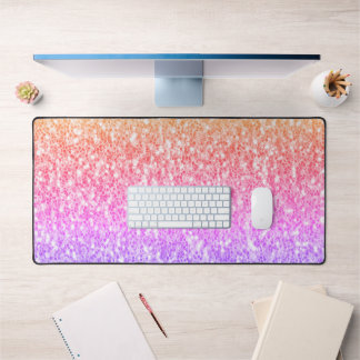 Pink rose orange glitter sparkles desk mat