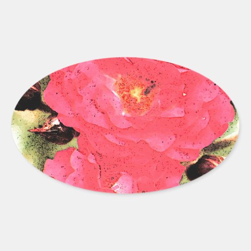 Pink Rose Oval Sticker