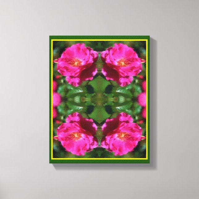 Pink Rose Painting Abstract Flower Art Canvas Print (Front)
