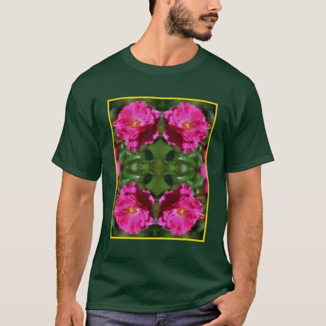Pink Rose Painting Abstract Flower Art T-Shirt (Front)