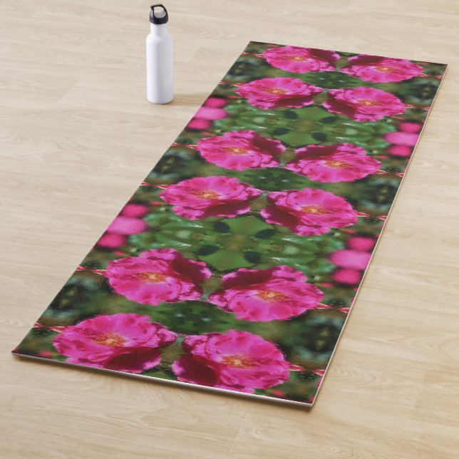 Pink Rose Painting Abstract Flower Art Yoga Mat (In Situ)