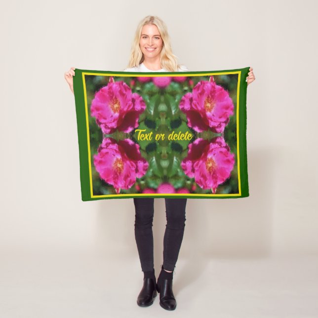 Pink Rose Painting Abstract Flower Personalized Fleece Blanket (In Situ)