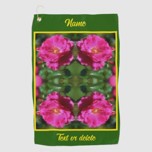 Pink Rose Painting Abstract Flower Personalized Golf Towel