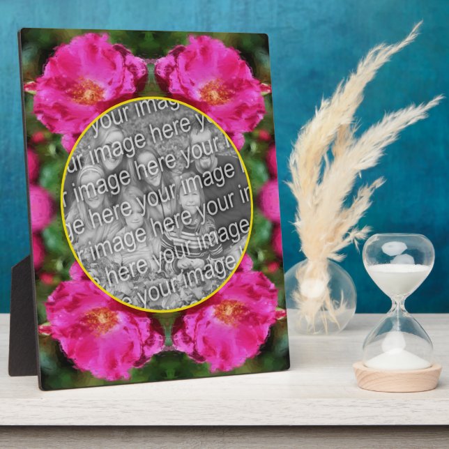 Pink Rose Painting Flower Add Your Photo Plaque (Side)