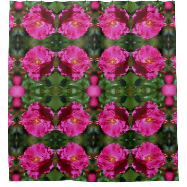 Pink Rose Painting Flower Art Pattern Shower Curtain (Front)